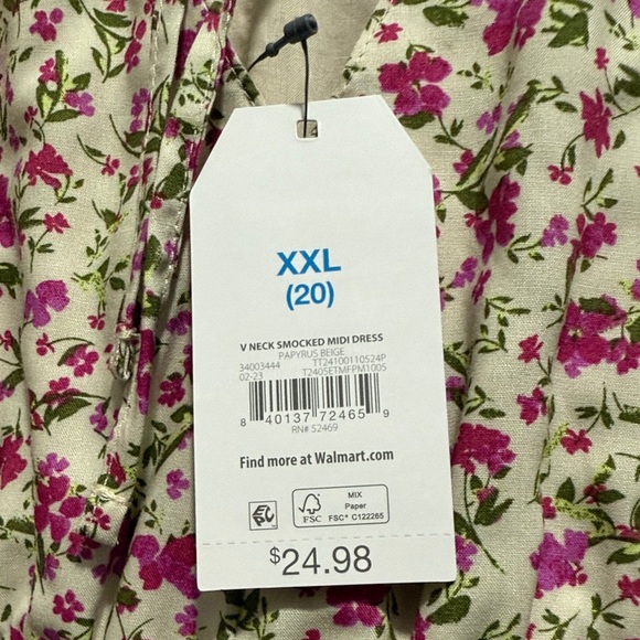 Time and Tru Floral Maxi Dress in Pink and Cream - Picture 2 of 5